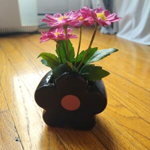 Floral Ceramic Vase with Pink Flowers